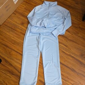 Women's Track Suit Sweatshirt Pants Set Small Light Blue Joggers